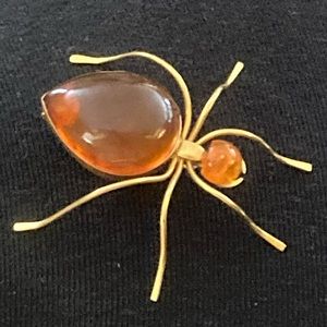 Vintage Russian Baltic Sea Amber Spider Brooch 1960’s